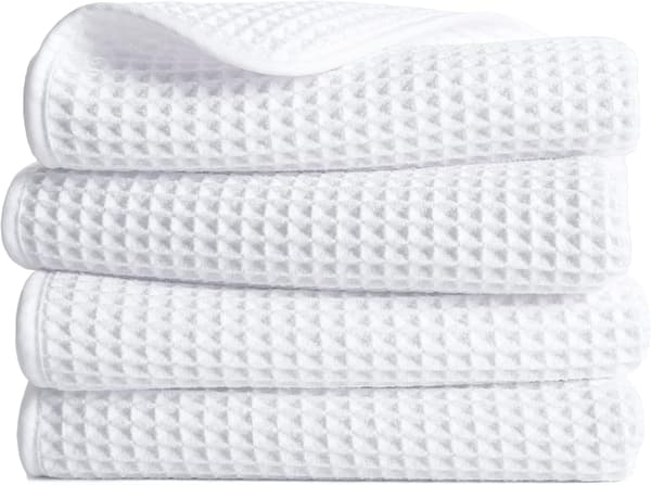 Mikrofiber fnugfri håndklæde, 40 x 70 cm, 4-pak (vaffelvævet) white