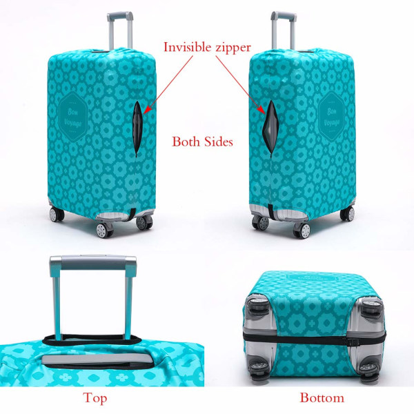 Matkalaukun cover Pestävä matkalaukun suoja Anti-Scratch Matkalaukun cover Sopii 18-32 tuuman matkatavaroihin (jauheensininen, XL)