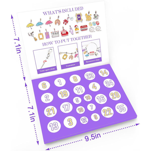 Adventskalender 2024 - 24 Dagar med FRIENDS Charm Armband Kit - TV-Show Julgåva för Vuxna Män Kvinnor