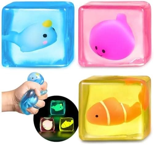 Stress Cube Fidget Legetøj Voksne - Sensorisk Legetøj til Børn med Autisme Stressbolde til Voksne Squishy Legetøj mod Angst Klemmelegetøj til Teenagere Stresscube-3set