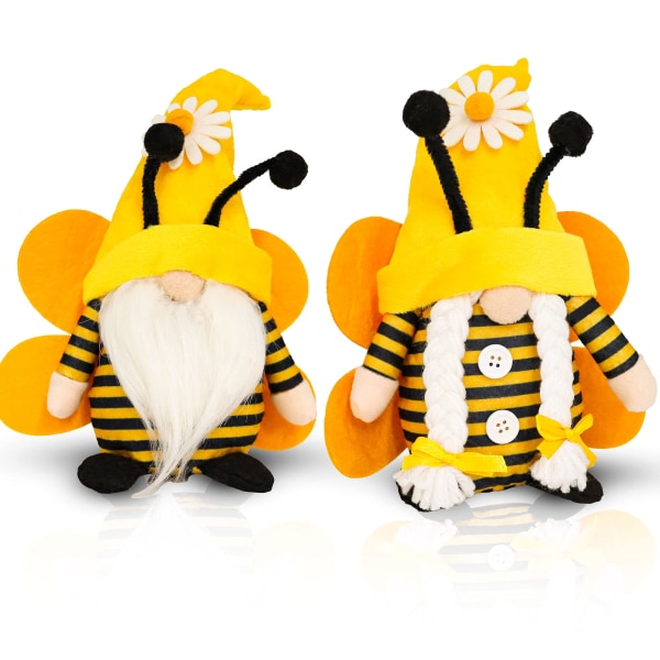 2 STK Bee Plys Fyldte Nisser, Sommer Gnome Ornamenter Køkken Dværg Nisser Dekor Nisser Plys Legetøjsdukke