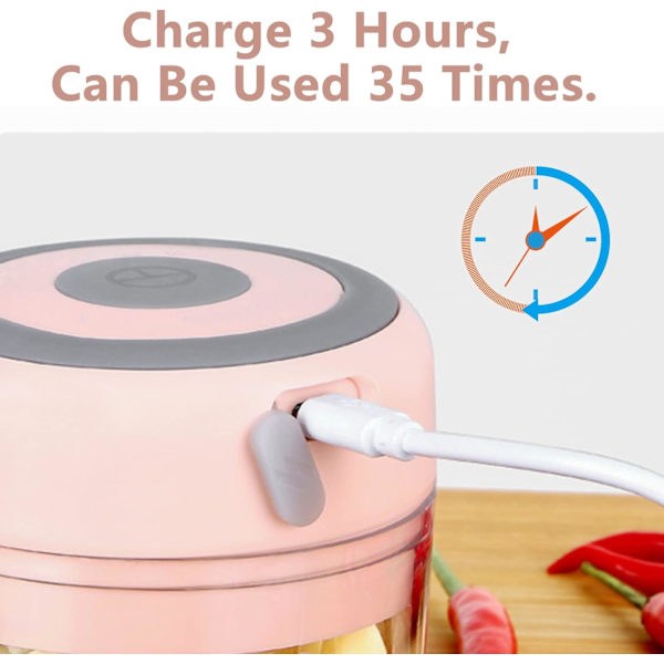 Elektrisk Mini Hvidløgshakker, 100ML USB Grøntsagsløg Hakker, Bærbar Lille Madprocessor- 100ML Pink