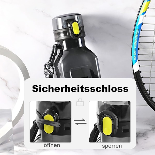 Sport Vattenflaska 700ml, Läckagesäker Drickflaska, Gym Vattenflaska, Vattenflaska för Resor Picknick Camping Vandring black