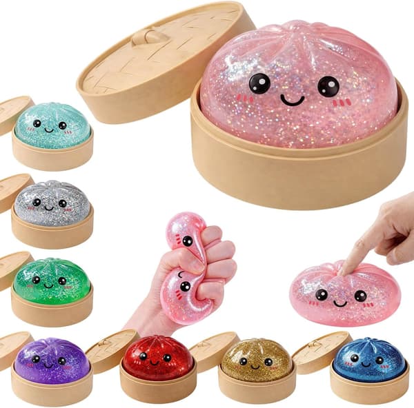 Glitter Dumpling Squishies Mystery Box, Blød Dumpling Stressaflastende Sanselegetøj til Voksne (Pink) pink