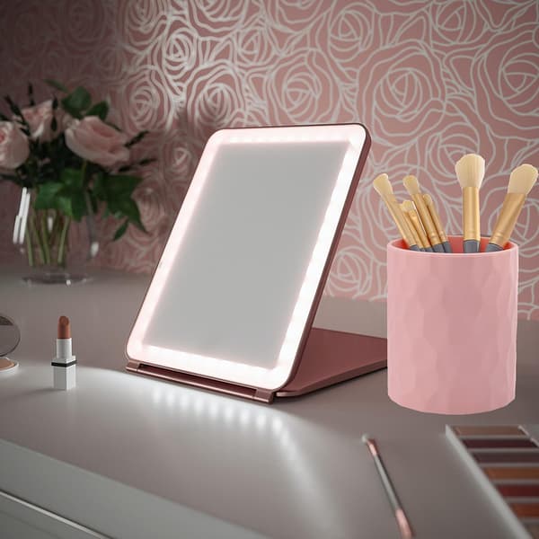 1 stk. pennholder – egnet for kosmetisk oppbevaring, multifunksjonelt kontortilbehør (rosa, 8,5 x 8,5 x 10 cm) pink