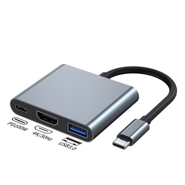 Høykvalitets 4K30Hz USB-C-hub med 100W PD-lading