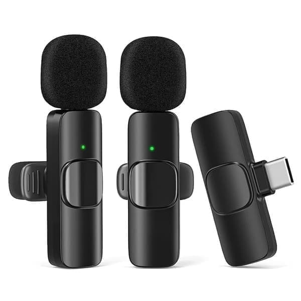 2-pak - Lavalier mikrofon til mobil - Trådløs - USB-C