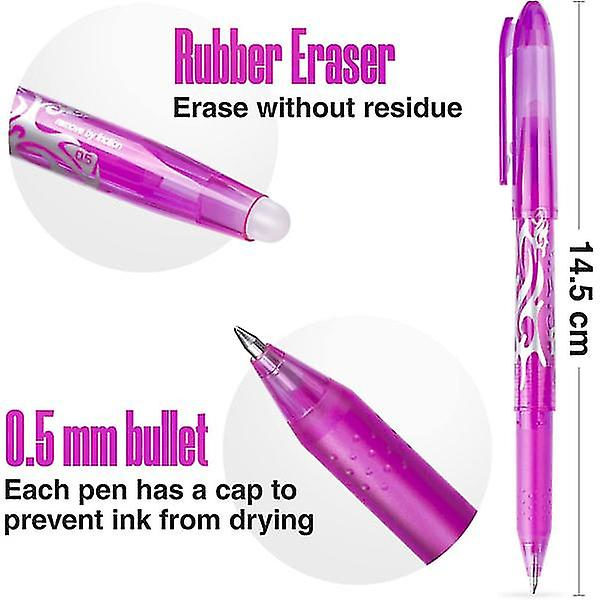 Radderbar gelpenna 0,5 mm spets suddgummi penna, vuxna barn student skola kontor papper presenter - 8 färger