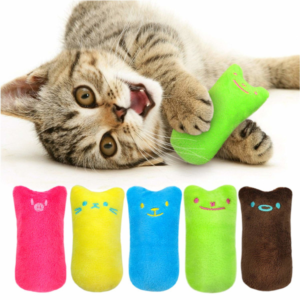 5 stk katteurt-legetøj, kattetyggetøj, bidfast katteurt-legetøj til katte, katteurt-fyldte tegneseriemus Kattebitter tyggelegetøj