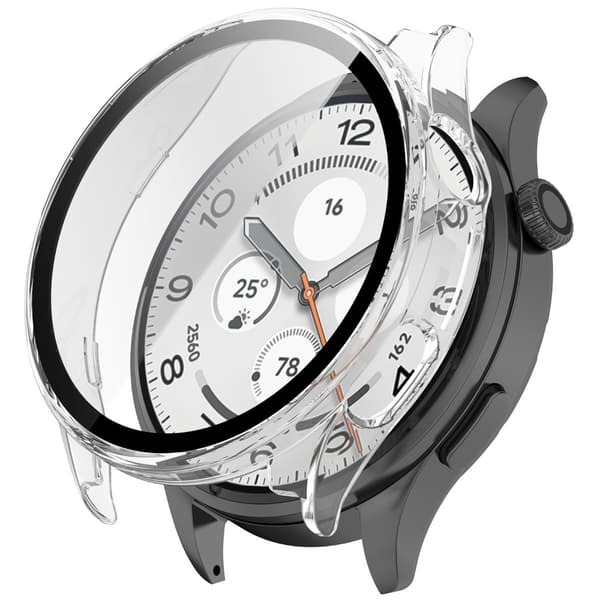 Suojaava PC-kotelo karkaistulla lasilla Xiaomi Watch 5:lle - Täysin peittävä läpinäkyvä Transparent