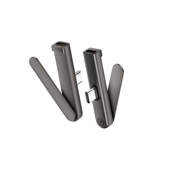 USB-C hona till USB-C hane-adapter med vikbart mobilfäste, 240WMax, aluminiumlegering + PVC, mörkgrå, 2-pack