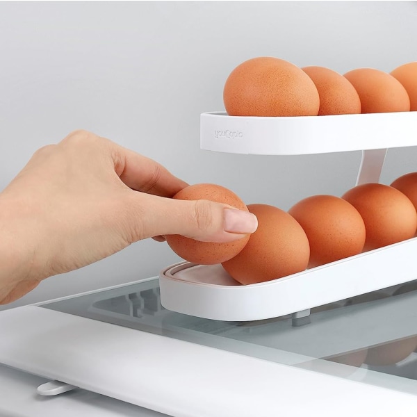 Ägghållare Kylskåp Äggbricka, Organizer, Automatisk rullande ägghållare 2 lager Automatisk rullande äggautomat Äggautomat Äggförvaring