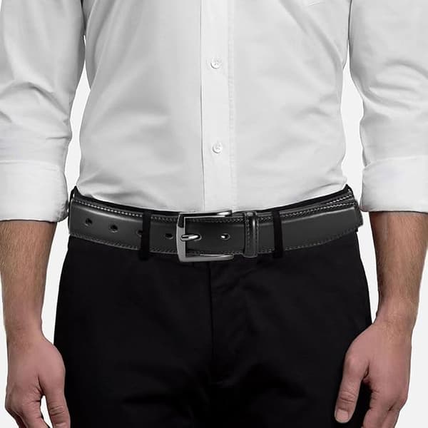 Herre bælte i læder til mænd, enkelt spænde, sort, 125 cm 125cm black