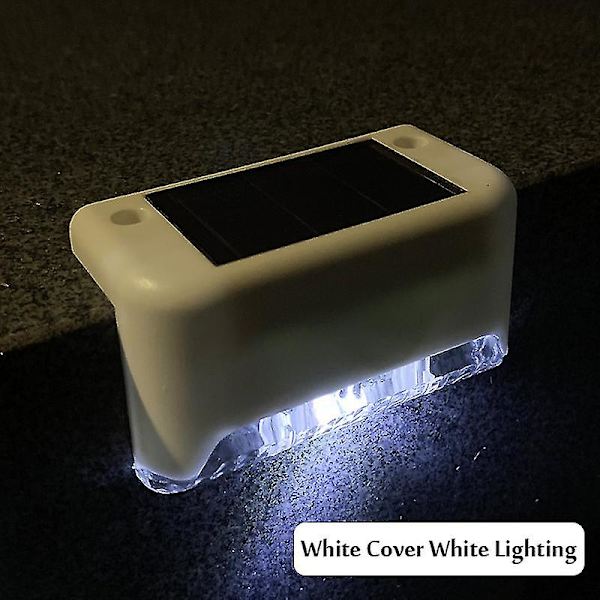 4-pack solcellslampor för utomhusbruk, vattentäta LED-lampor för trappor, staket och däck White Cover White