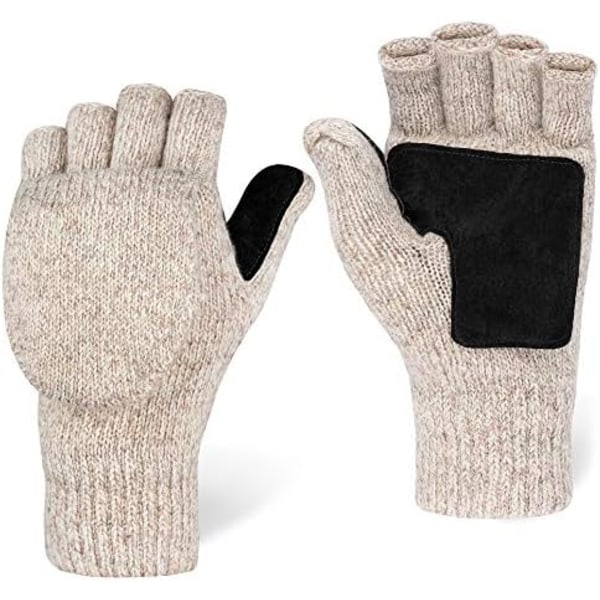 Fingerless Winter Gloves Convertible Wool-Rukkaset miehille ja naisille - Lämmin thermal Flip Top lumihanska kylmään keliin