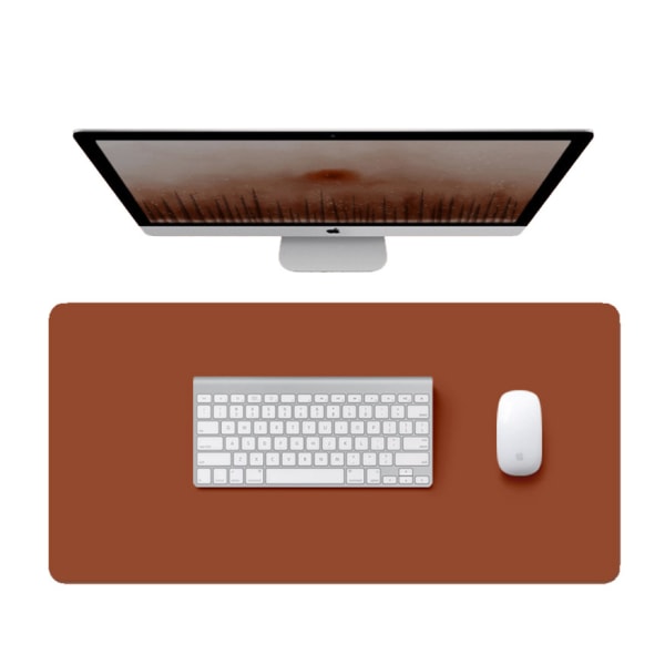 Multifunksjonell datamaskin kontorskrivebordmatte i lær Utvidet spilling, sklisikker vanntett skrivebordsbeskytter med to sider, 23,6'' X 11,8'' (brun)