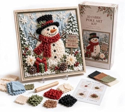 3D Jule Stof Poke Art Sæt til Voksne, DIY Håndværkssæt til Begyndere Snowman