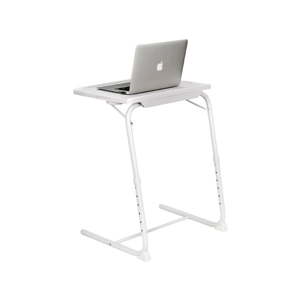 Bærbar justerbar sammenklappelig bord Stue TV Computer bord Multifunktionel med kopholder Sort/Hvid