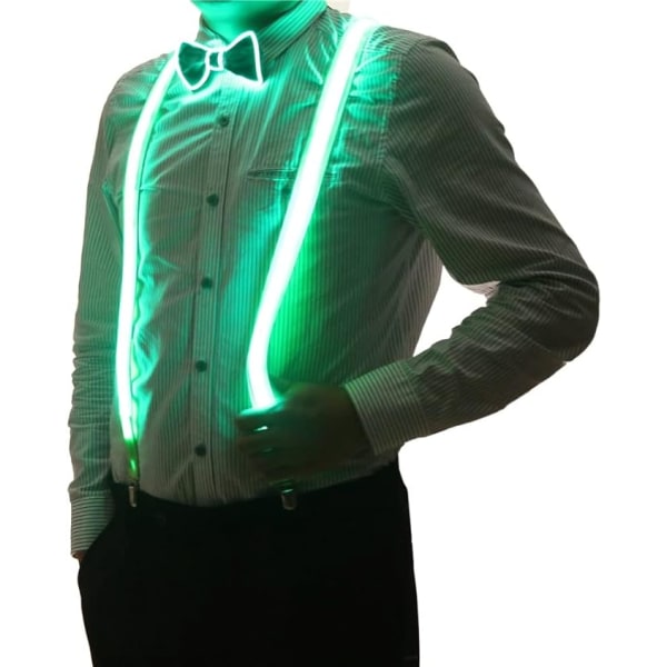 2 stk/sett herre lysende LED-seler og sløyfe perfekt for musikkfestival Halloween kostymefest