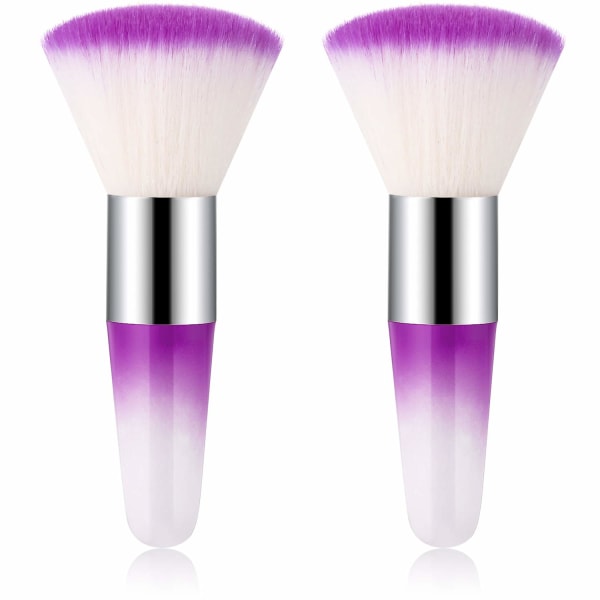 2 stycken Soft Nail Art Dust Remover Powder Brush Cleaner för akryl- och makeuppulver Blush-borstar (lila)