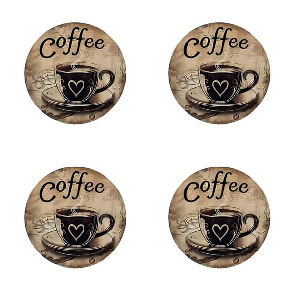 Sett med 4 varmebestandige sklisikre brikker, polyester drikkebrikker, kaffekopper, assorterte farger, 10 cm