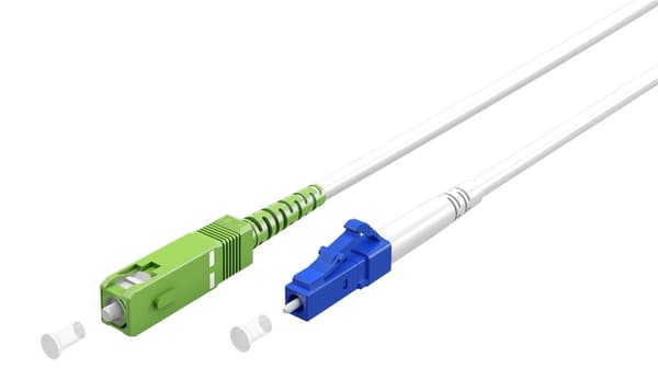 Fiberoptisk kabel (FTTH), Singlemode (OS2) Vit, vit (Simplex), 2 m