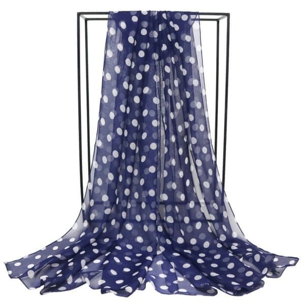 Polkadot silkesjal, marineblå Navy Blue