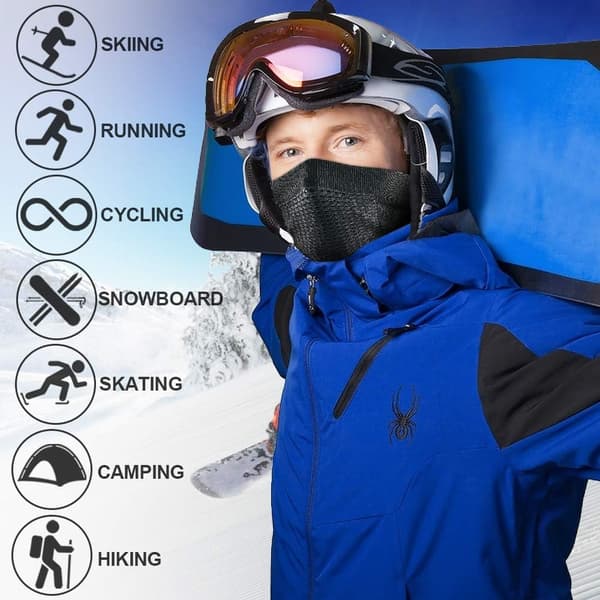 Cykelmaske Efterår og Vinter Udendørs Sport Bjergbestigning Skiløb Vindtæt (Sort+Grå)