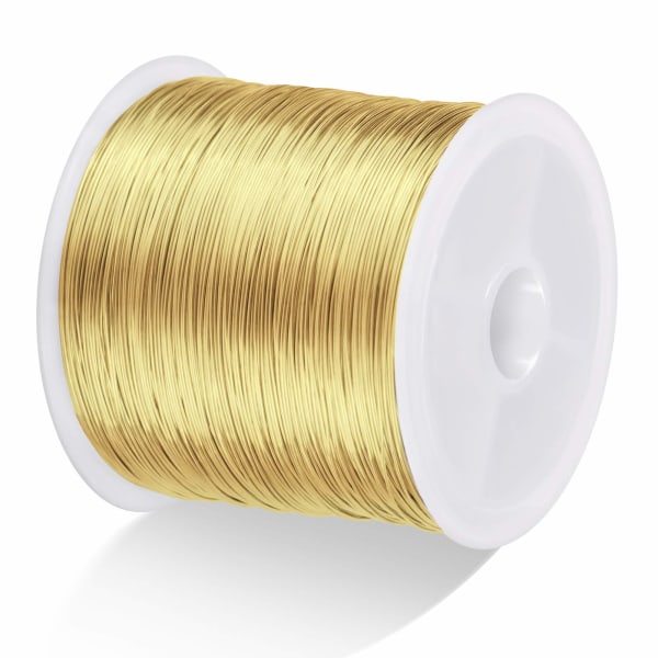 328 fot smykketråd håndverkstråd 26 gauge anløpsbestandig smykkeperletråd Kobberperletråd 0,4 mm X 100 m (gull)