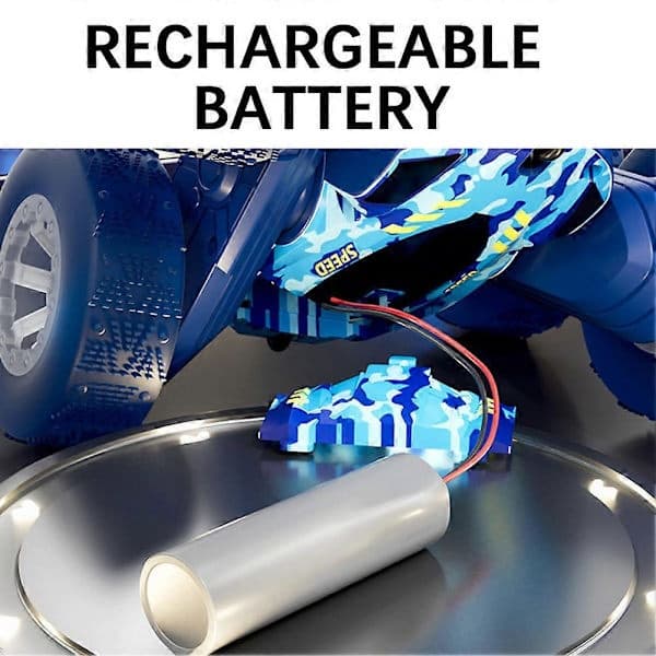 RC-temppuauto, kaksipuolinen ajoneuvo, 360 asteen pyöritys LED-valolla lapsille, punainen Red