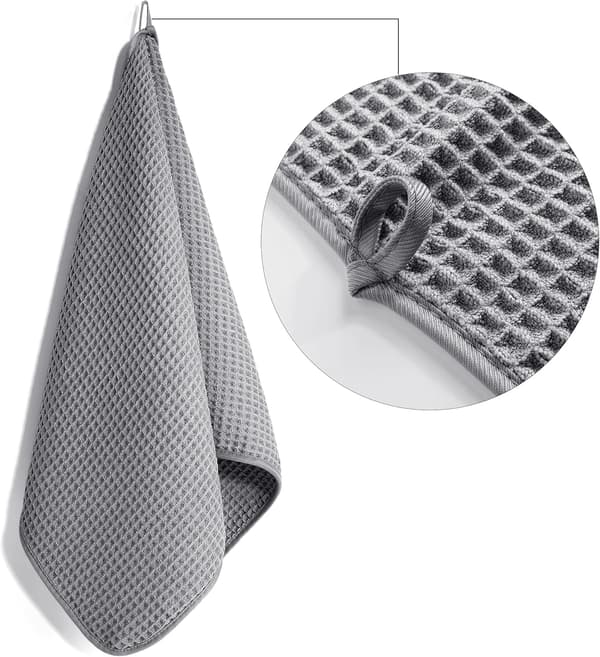 Mikrofiber fnugfri håndklæde, 40 x 70 cm, 4-pak (vaffelvævet) gray