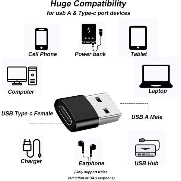 USB-adapter - USB type A (hann) til USB-C (hunn) - USB 3.1 Svart