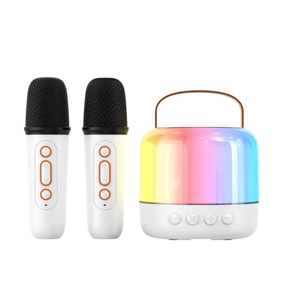 Mini karaokemaskine til børn og voksne: 2MIC bærbar Bluetooth-højttaler med trådløs mikrofon - Karaoke til piger i alderen 4 5 6 7 8 9 10 11