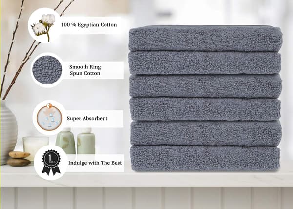 Håndklæde - Bløde og superabsorberende sorte håndklæder til badeværelset, Håndklædesæt med 6 badeværelseshåndklæder sorte - (40 x 70 cm) gray
