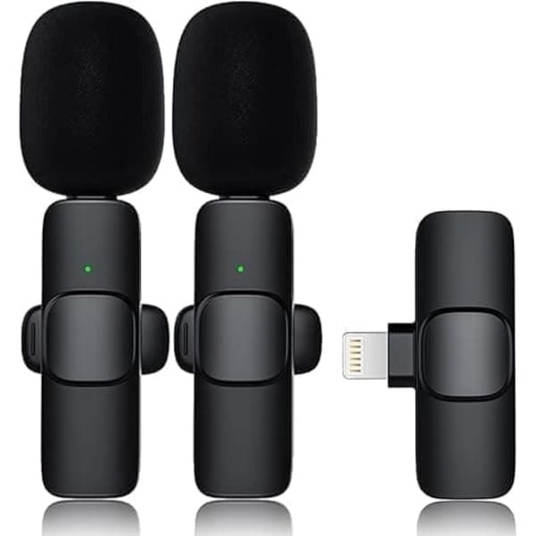2-pak - Lavalier Mikrofon til Mobil - Trådløs - Lightning, Minimikrofon til iPhone, Video, TikTok, Vlog, YouTube
