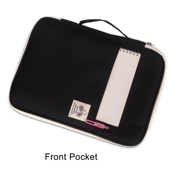 A4 konferensmappsportfölj Skrivmapp med handtag Dokumentväska med dragkedja Vattentät multifunktionell portfölj (svart)
