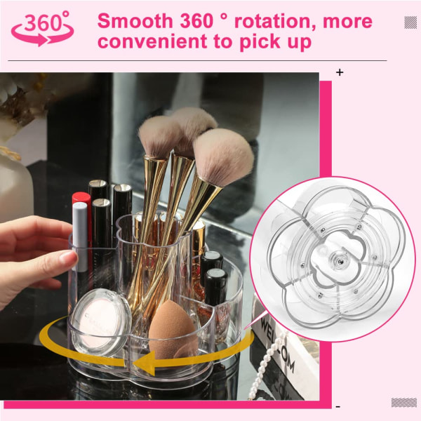 360 graders roterbar sminkorganisator Akryl Kosmetisk organizer Sminkbord Organizer Sminkborste Lip Gloss Organizer Transparent