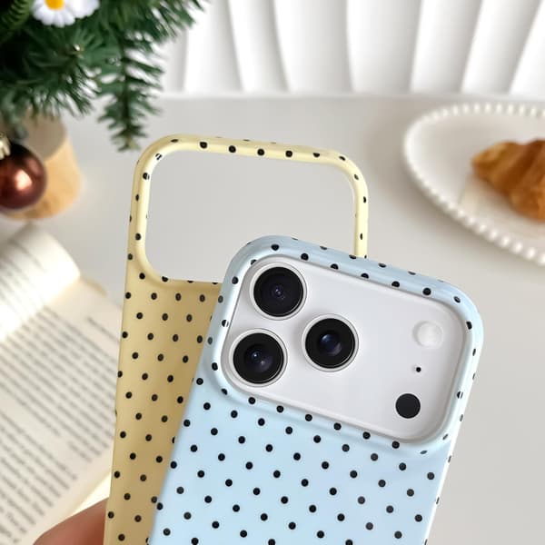 Til iPhone 17 Pro Max etui sød prikket telefon, smuk og stilfuld, til kvinder piger, gul yellow
