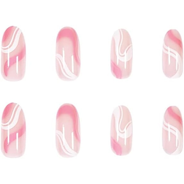 Arkku Tekokynnet Liima Tarroilla, Nude Pink Keskipitkät Tekokynnet, 24PCS Luvehandicraft Lyhyet Ballerina Akryyli Paina Päällä Kynnet, Liimaa Kynsi