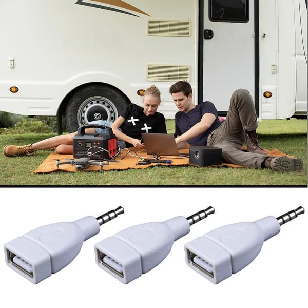 Lydkonverter 3,5 mm AUX han til USB 2.0 hunstik til musikafspilning 2 stk. 2pc