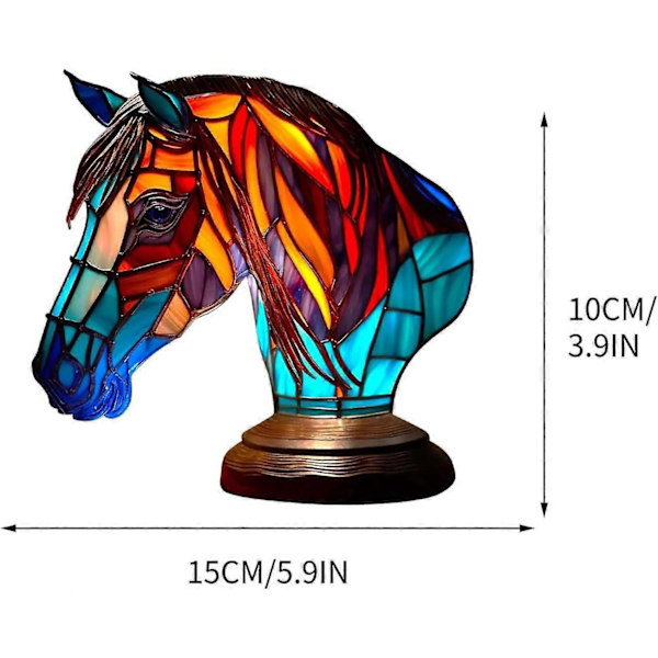 Farget glass dyr form bordlampe, Bohemian Resin Animal lampe for soverom stue hjemmekontor dekor gave horse