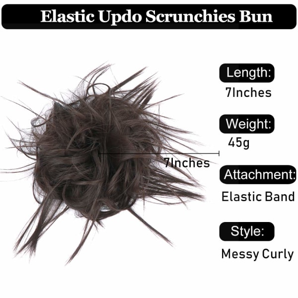 Rullet Updo Rotete Bun Hair Piece Hair Bun Extension Hestehale med elastisk gummibånd Updo Extensions Hårstykke Syntetisk hårforlengelse (mørkebrun)