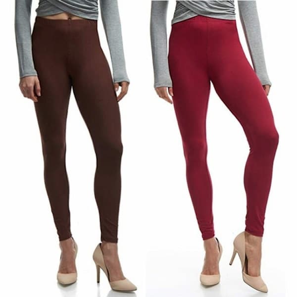 Dame ensfarvede strækbare højtaljede leggings, sort L Sort L Black