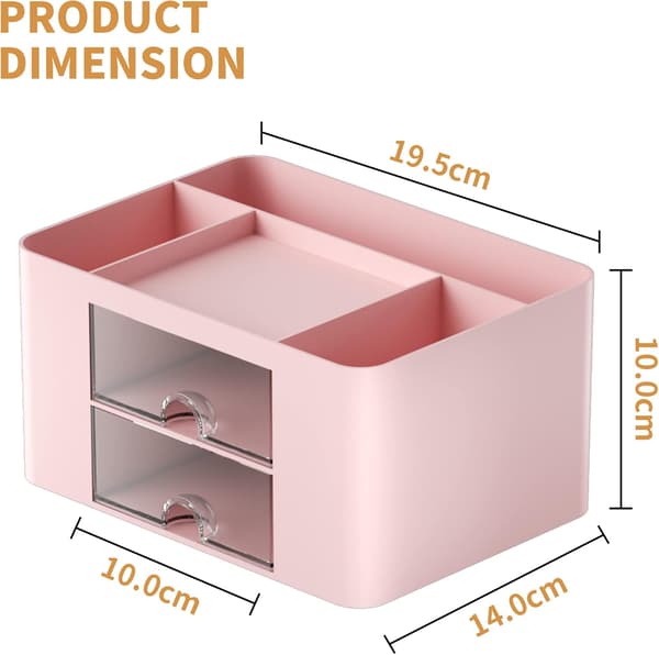 1 stk skrivebordsorganisering med skuffer, multifunksjonell pennholder med 7 rom (rosa) pink