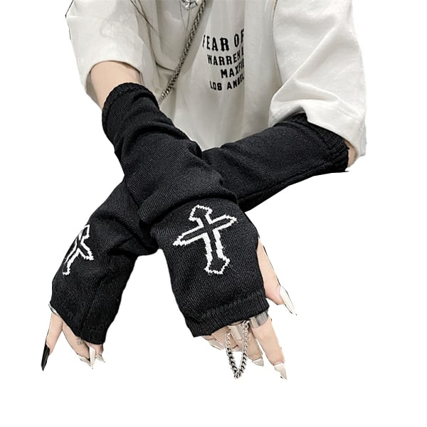 Naisten hansikkaat Goth Käsivarsi Hiha Viileä Musta Moon Cross Printed Hip Hop Käsivarsien lämmittimet