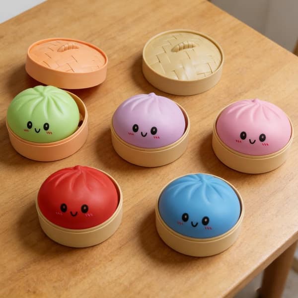 Värikkäät Dumpling-stressipallot Uutuus Dumpling-täytetty pulla Pehmo Rainbow Dumplings Söpö ahdistusta lievittävä Fidget-lelu Dekompressio (Punainen, 1kpl) red