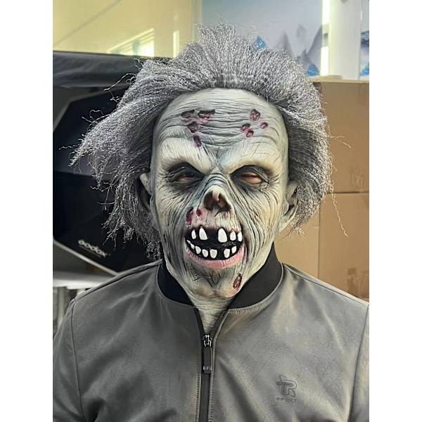 Halloween hovedbeklædning grå spøgelse bryst latex maske horror hjemsøgt hus cos rekvisitter