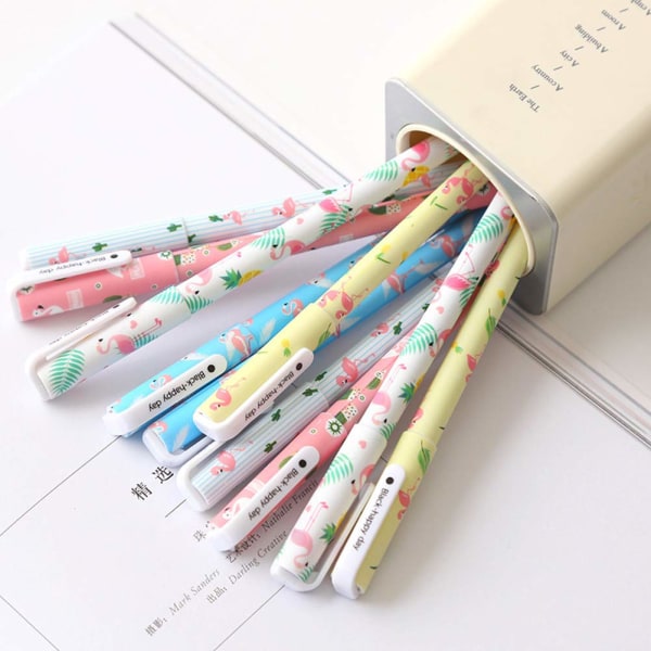 Søde farvepenne til kvinder Toshine Colorful Gel Ink Pen Sæt Unicorn Flamingo Penne Multicolor Gel Ink Rullekuglepenne 10 stk (0,5 mm)
