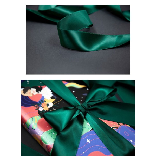 15 mm mørkegrønt bånd til gavefremstilling, 22M grønt polyesterbånd dobbeltsidet satinbånd gave julebåndsgave til kage bryllup dekoration