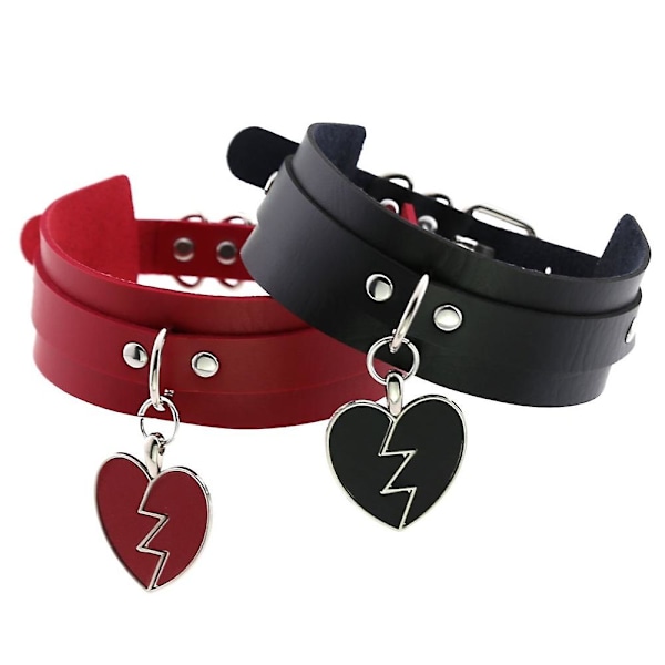 Punk Heart Choker Halskjede Goth Mote Halskjeder Kawaii Lær Choker Kvinner Jenter Rock Harajuku Emo Gothic Smykker red